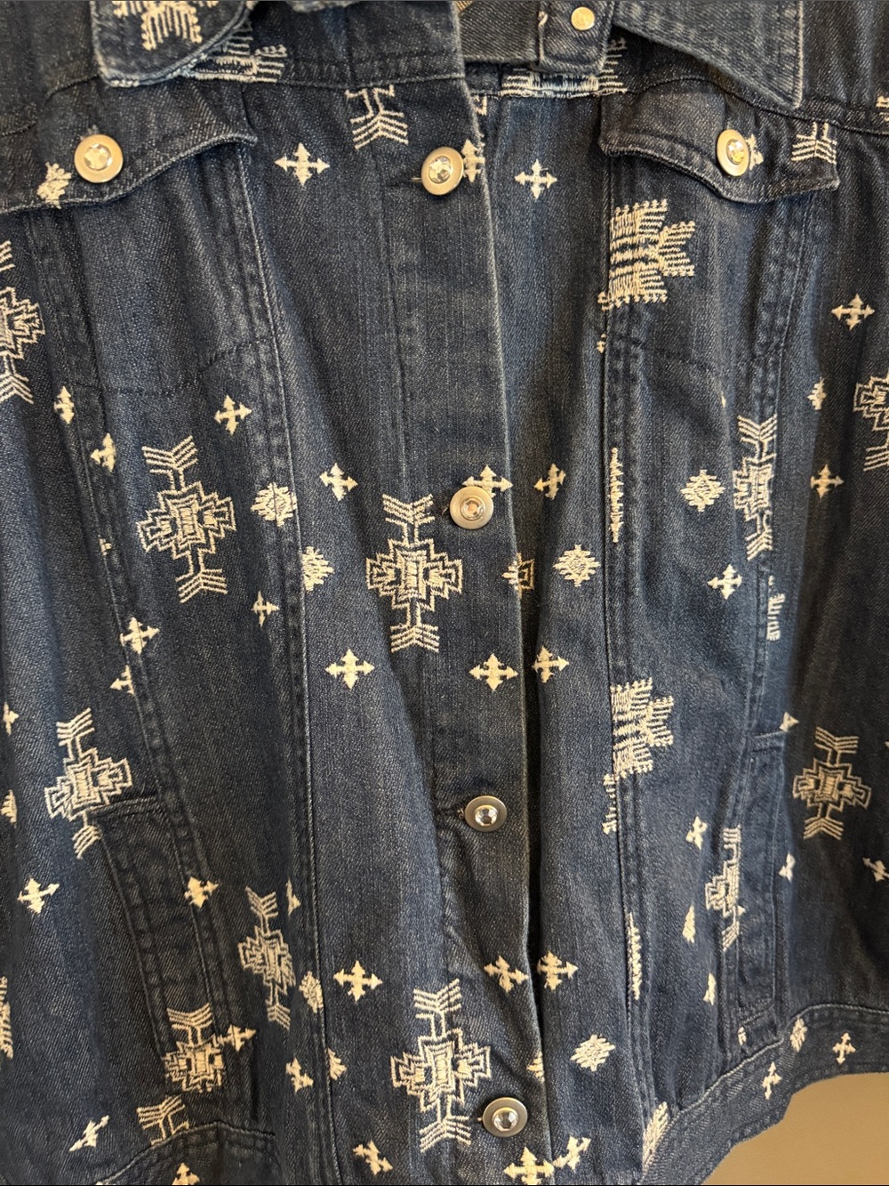 Laura Ashley 3X Embroidered Denim Jacket Boho Western Aztec Plus Size Cotton - Picture 7 of 8